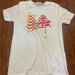 Avia White Tee with Christmas Tree Design